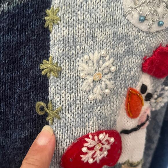 Heirloom Collectibles Christmas Y2K Zip Sweater Sz XL Snowman Ugly Christmas - Picture 8 of 16